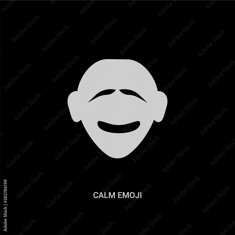 Vecteur Stock white calm emoji vector icon on black background. modern