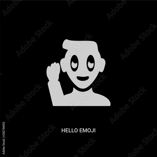 white hello emoji vector icon on black background. modern flat hello emoji from emoji concept vector sign symbol can be use for web, mobile and logo.