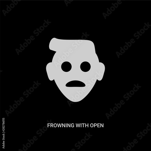 white frowning with open mouth emoji vector icon on black background. modern flat frowning with open mouth emoji from emoji concept vector sign symbol can be use for web, mobile and logo.