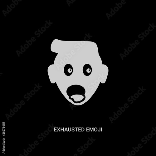 white exhausted emoji vector icon on black background. modern flat exhausted emoji from emoji concept vector sign symbol can be use for web, mobile and logo.
