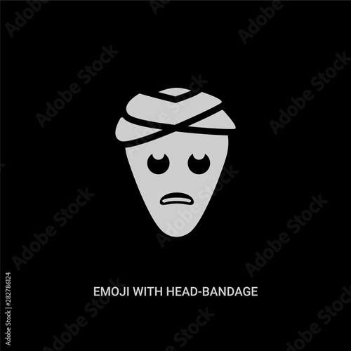 white emoji with head-bandage emoji vector icon on black background. modern flat emoji with head-bandage from concept vector sign symbol can be use for web, mobile and logo.