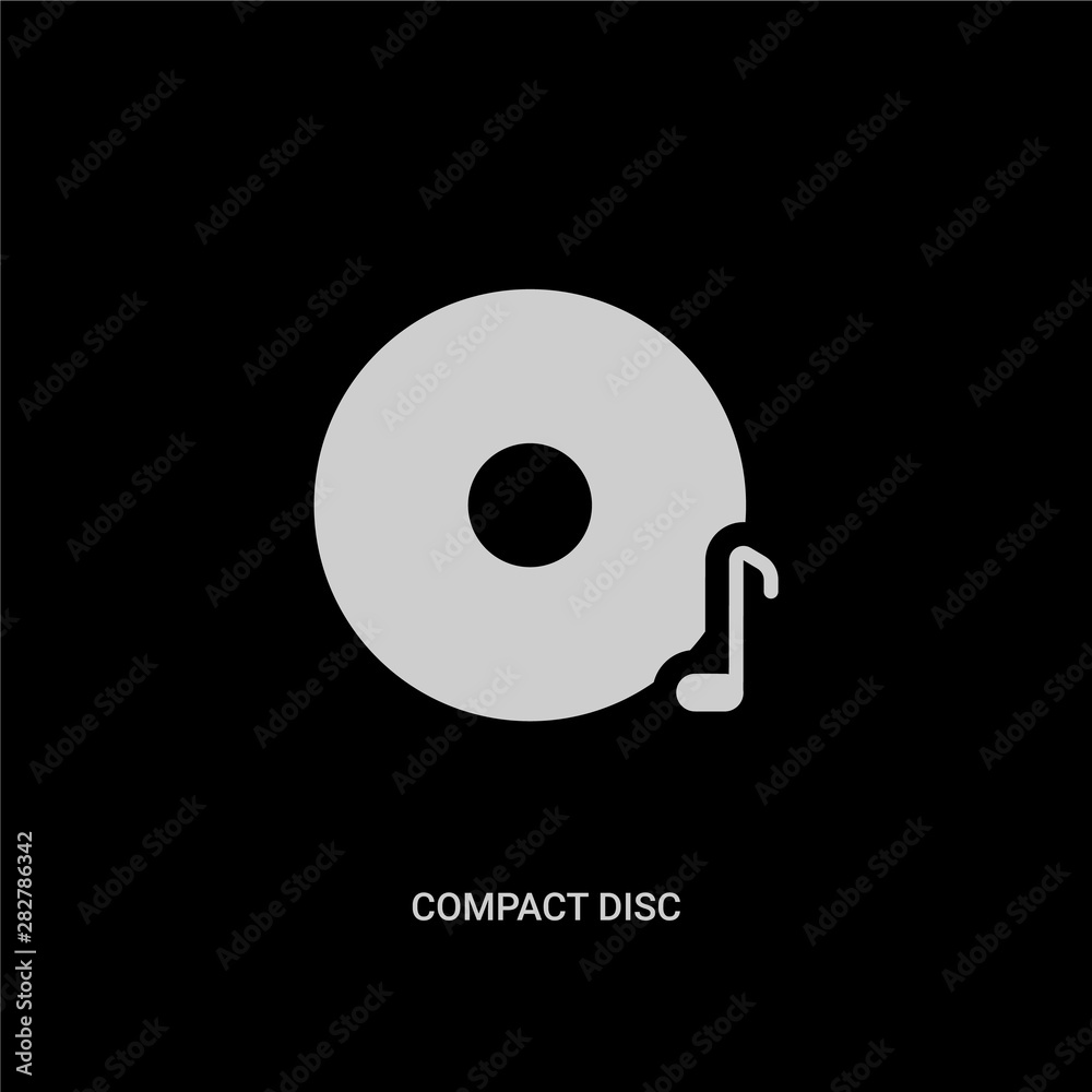white compact disc vector icon on black background. modern flat compact disc from electronic stuff fill concept vector sign symbol can be use for web, mobile and logo. white compact disc vector icon on black background. modern flat compact disc from electronic stuff fill concept vector sign symbol can be use for web, mobile and logo.