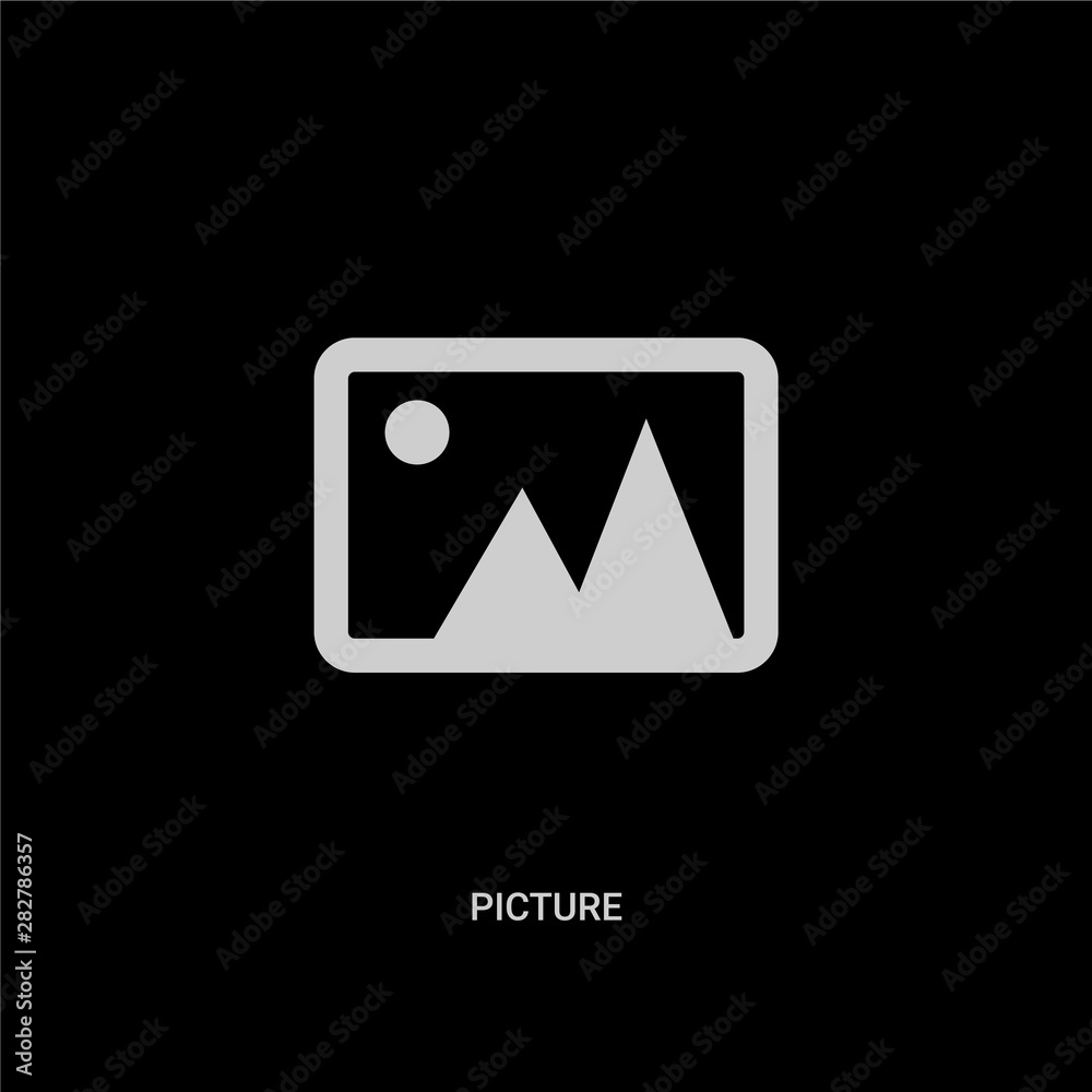 white picture vector icon on black background. modern flat picture from electronic stuff fill concept vector sign symbol can be use for web, mobile and logo. white picture vector icon on black background. modern flat picture from electronic stuff fill concept vector sign symbol can be use for web, mobile and logo.