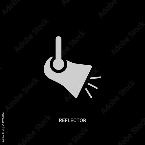 white reflector vector icon on black background. modern flat reflector from electronic stuff fill concept vector sign symbol can be use for web, mobile and logo.