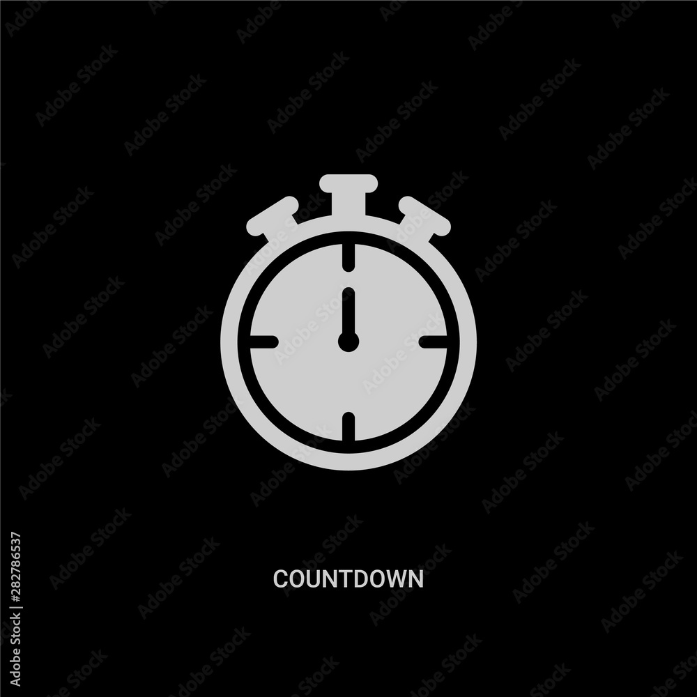 white countdown vector icon on black background. modern flat countdown from electronic devices concept vector sign symbol can be use for web, mobile and logo. white countdown vector icon on black background. modern flat countdown from electronic devices concept vector sign symbol can be use for web, mobile and logo.