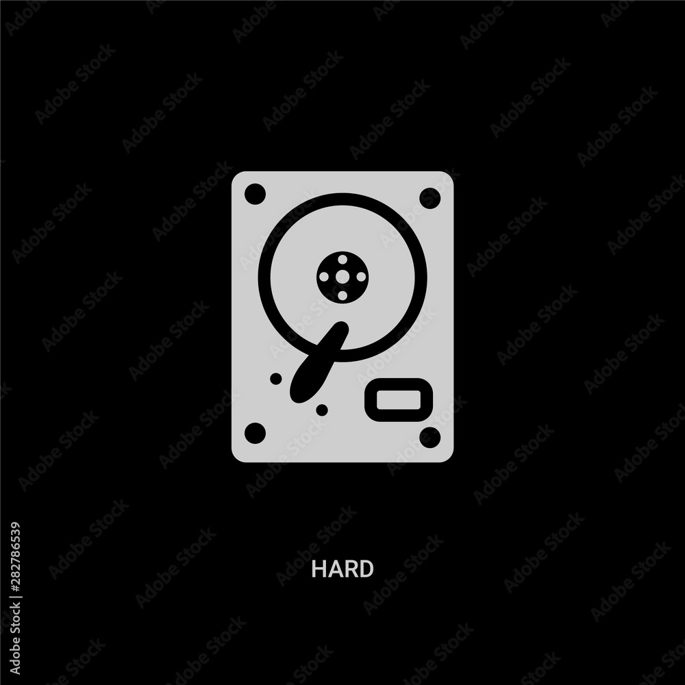 white hard vector icon on black background. modern flat hard from electronic devices concept vector sign symbol can be use for web, mobile and logo. white hard vector icon on black background. modern flat hard from electronic devices concept vector sign symbol can be use for web, mobile and logo.