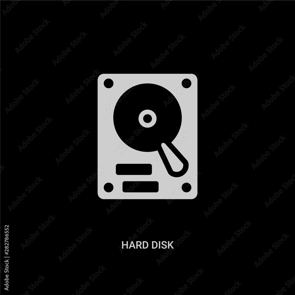 white hard disk vector icon on black background. modern flat hard disk from electronic devices concept vector sign symbol can be use for web, mobile and logo. white hard disk vector icon on black background. modern flat hard disk from electronic devices concept vector sign symbol can be use for web, mobile and logo.