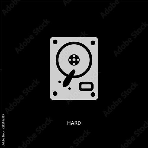 white hard vector icon on black background. modern flat hard from electronic devices concept vector sign symbol can be use for web, mobile and logo.