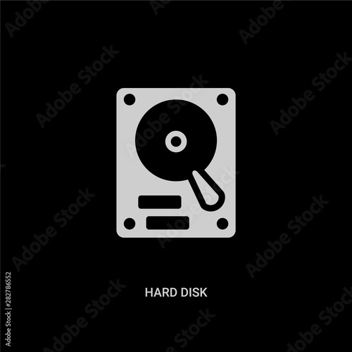 white hard disk vector icon on black background. modern flat hard disk from electronic devices concept vector sign symbol can be use for web, mobile and logo.