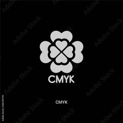 white cmyk vector icon on black background. modern flat cmyk from edit concept vector sign symbol can be use for web, mobile and logo.