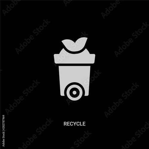 white recycle vector icon on black background. modern flat recycle from ecology concept vector sign symbol can be use for web, mobile and logo.