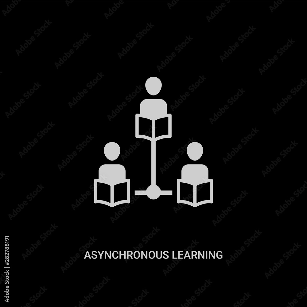 white asynchronous learning vector icon on black background. modern flat asynchronous learning from elearning and education concept vector sign symbol can be use for web, mobile and logo. white asynchronous learning vector icon on black background. modern flat asynchronous learning from elearning and education concept vector sign symbol can be use for web, mobile and logo.