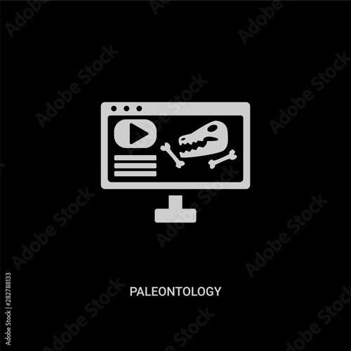 white paleontology vector icon on black background. modern flat paleontology from elearning and education concept vector sign symbol can be use for web, mobile and logo. photo