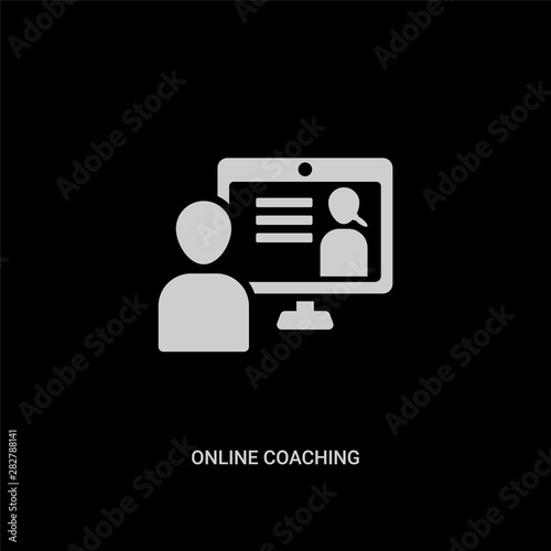 white online coaching vector icon on black background. modern flat online coaching from elearning and education concept vector sign symbol can be use for web, mobile and logo.