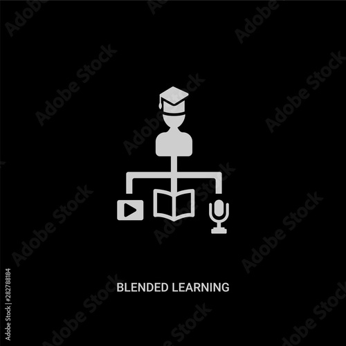 white blended learning vector icon on black background. modern flat blended learning from elearning and education concept vector sign symbol can be use for web, mobile and logo.