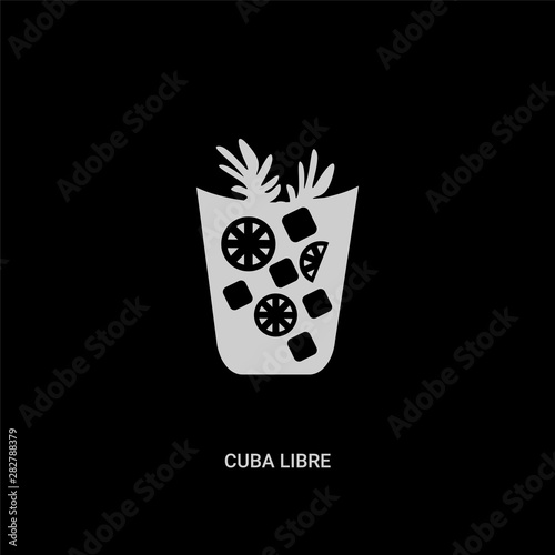 white cuba libre vector icon on black background. modern flat cuba libre from drinks concept vector sign symbol can be use for web, mobile and logo.