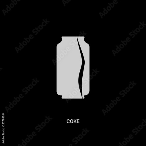 white coke vector icon on black background. modern flat coke from drinks concept vector sign symbol can be use for web, mobile and logo.