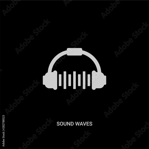 white sound waves vector icon on black background. modern flat sound waves from discotheque concept vector sign symbol can be use for web, mobile and logo.