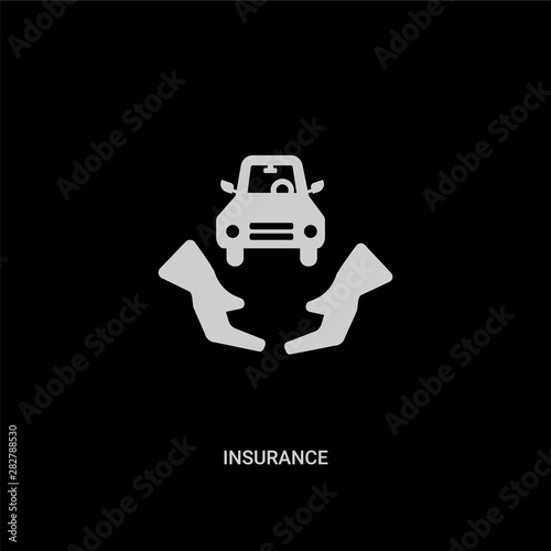 white insurance vector icon on black background. modern flat insurance from digital economy concept vector sign symbol can be use for web, mobile and logo.