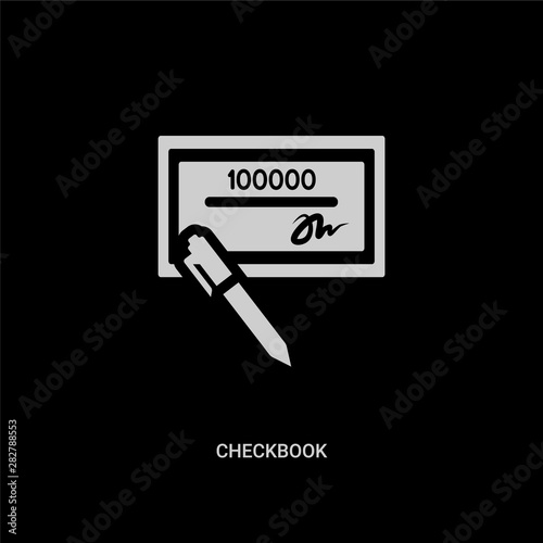 white checkbook vector icon on black background. modern flat checkbook from digital economy concept vector sign symbol can be use for web, mobile and logo.