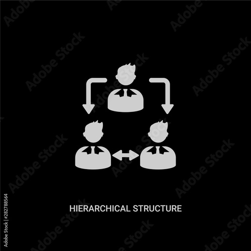 white hierarchical structure vector icon on black background. modern flat hierarchical structure from digital economy concept vector sign symbol can be use for web, mobile and logo.