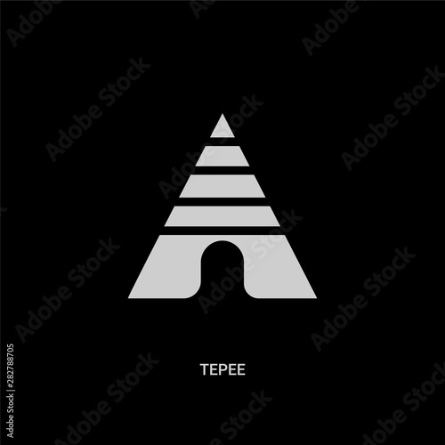 white tepee vector icon on black background. modern flat tepee from desert concept vector sign symbol can be use for web, mobile and logo.