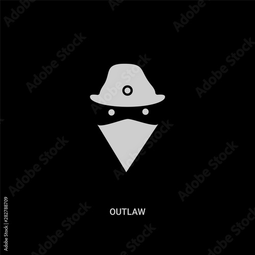 white outlaw vector icon on black background. modern flat outlaw from desert concept vector sign symbol can be use for web, mobile and logo.