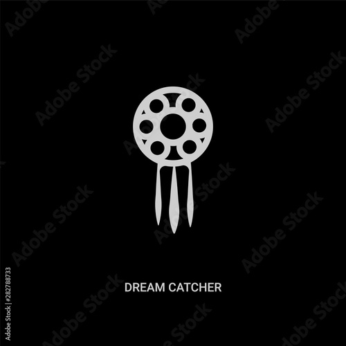 white dream catcher vector icon on black background. modern flat dream catcher from desert concept vector sign symbol can be use for web, mobile and logo.