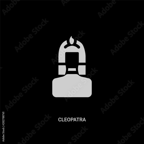 white cleopatra vector icon on black background. modern flat cleopatra from desert concept vector sign symbol can be use for web, mobile and logo.