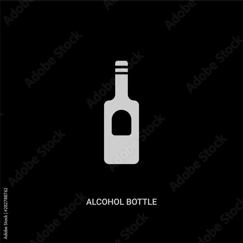 white alcohol bottle vector icon on black background. modern flat alcohol bottle from desert concept vector sign symbol can be use for web, mobile and logo.
