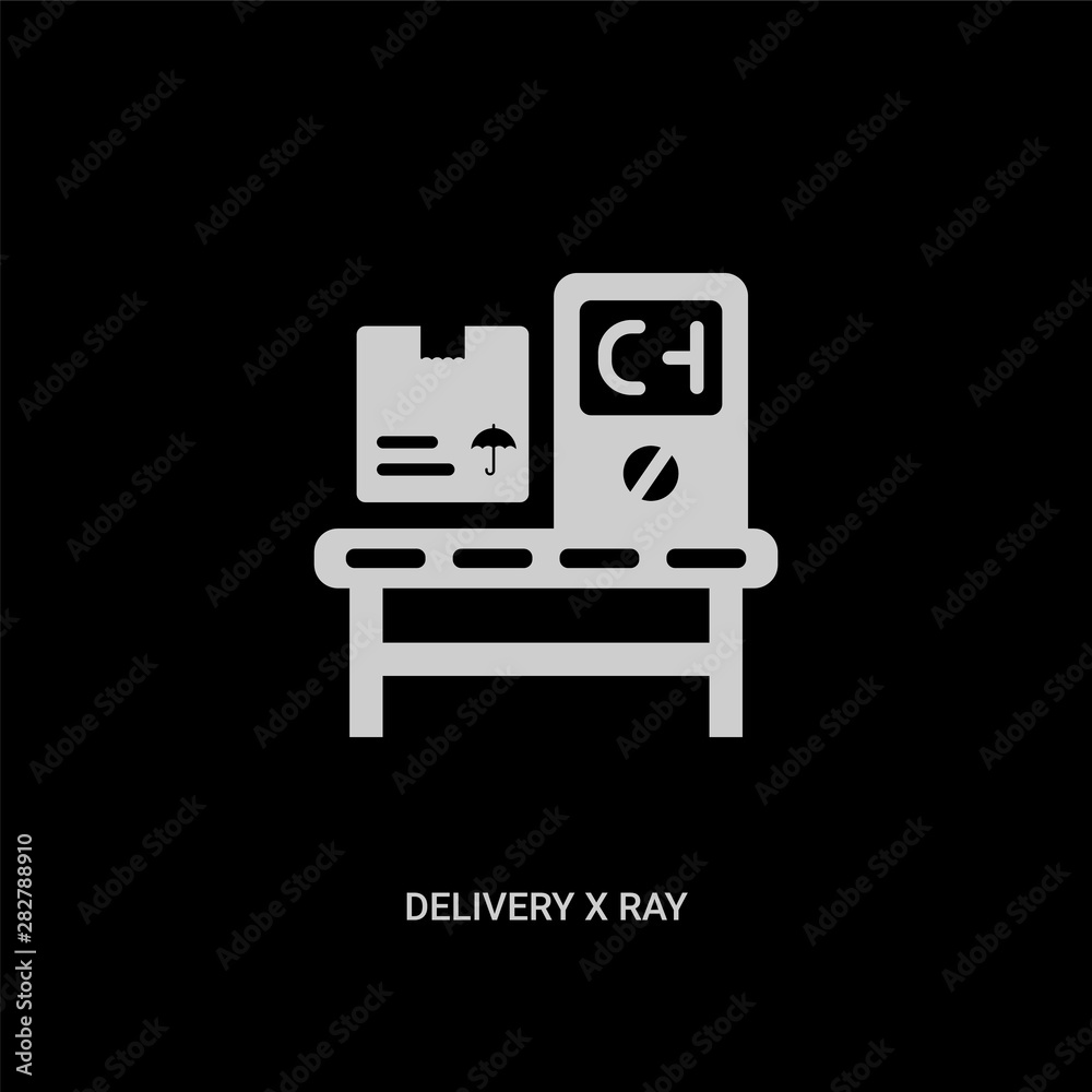 white delivery x ray vector icon on black background. modern flat delivery x ray from delivery and logistic concept vector sign symbol can be use for web, mobile and logo. white delivery x ray vector icon on black background. modern flat delivery x ray from delivery and logistic concept vector sign symbol can be use for web, mobile and logo.
