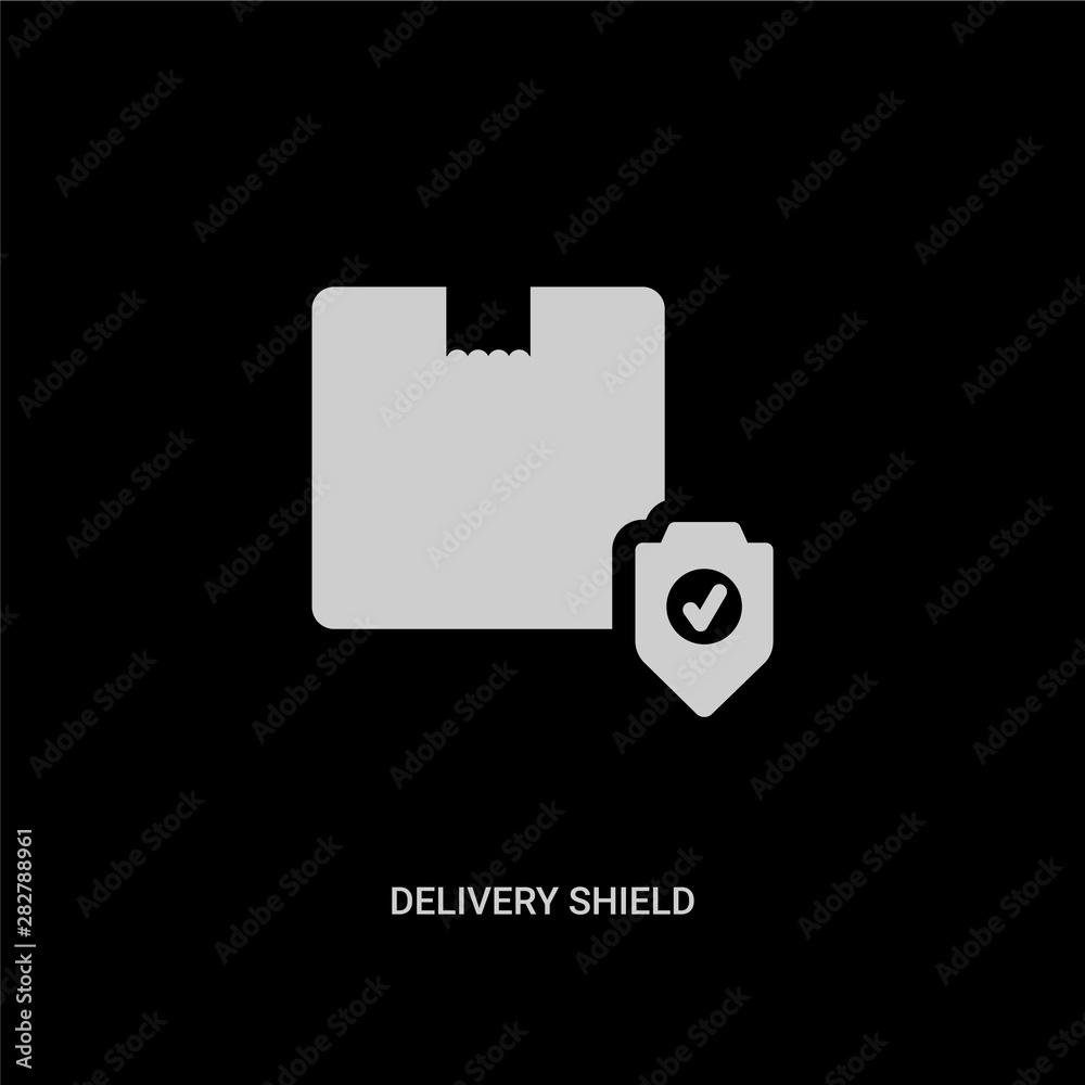 white delivery shield vector icon on black background. modern flat delivery shield from delivery and logistic concept vector sign symbol can be use for web, mobile and logo. white delivery shield vector icon on black background. modern flat delivery shield from delivery and logistic concept vector sign symbol can be use for web, mobile and logo.