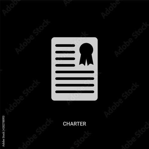 white charter vector icon on black background. modern flat charter from delivery and logistic concept vector sign symbol can be use for web, mobile and logo.