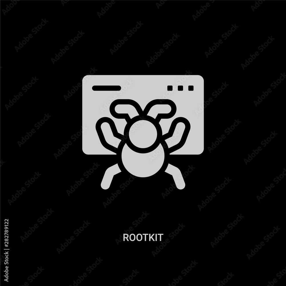 Obraz premium white rootkit vector icon on black background. modern flat rootkit from cyber concept vector sign symbol can be use for web, mobile and logo.