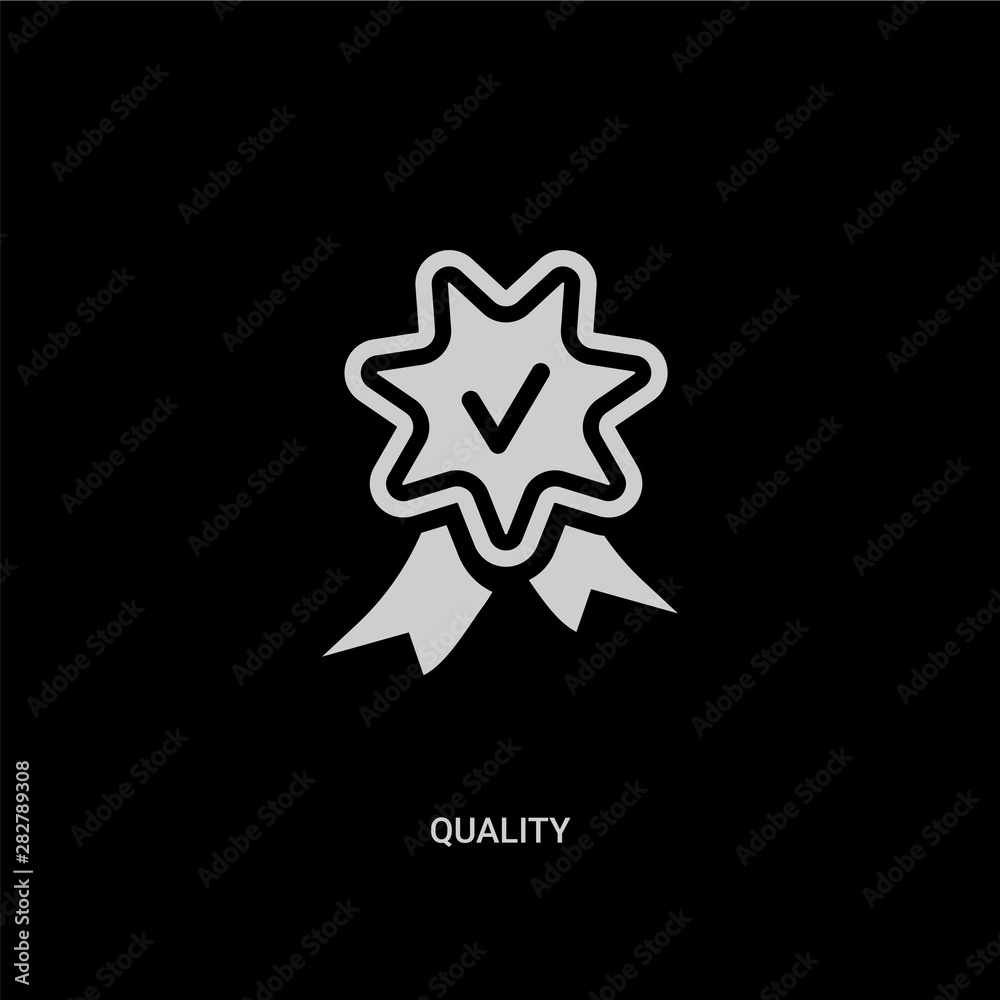 Obraz premium white quality vector icon on black background. modern flat quality from customer service concept vector sign symbol can be use for web, mobile and logo.