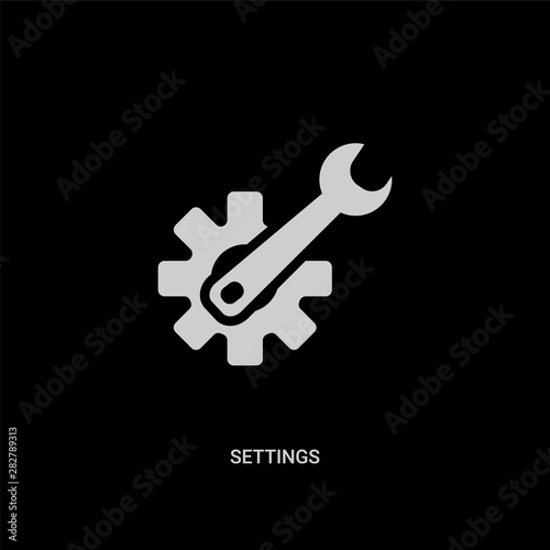 Fototapeta Naklejka Na Ścianę i Meble -  white settings vector icon on black background. modern flat settings from customer service concept vector sign symbol can be use for web, mobile and logo.