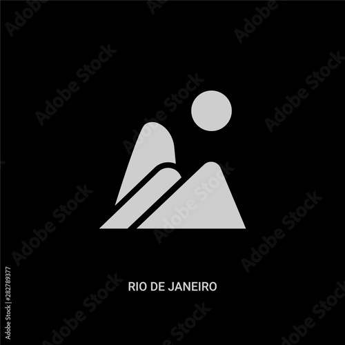 white rio de janeiro vector icon on black background. modern flat rio de janeiro from culture concept vector sign symbol can be use for web, mobile and logo.