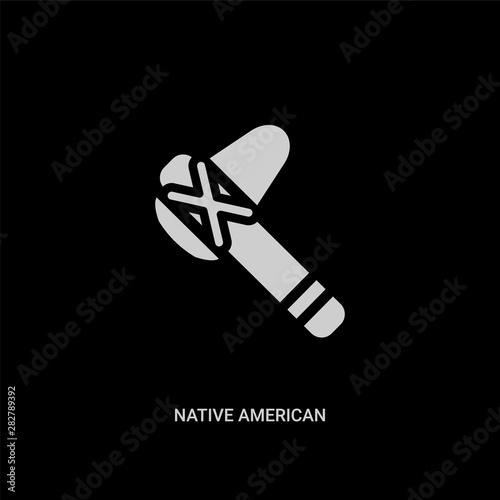 white native american tomahawk vector icon on black background. modern flat native american tomahawk from culture concept vector sign symbol can be use for web, mobile and logo.