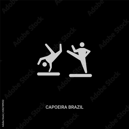 white capoeira brazil dancers vector icon on black background. modern flat capoeira brazil dancers from culture concept vector sign symbol can be use for web, mobile and logo.