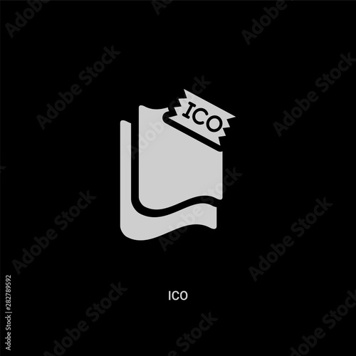 white ico vector icon on black background. modern flat ico from cryptocurrency economy concept vector sign symbol can be use for web, mobile and logo.