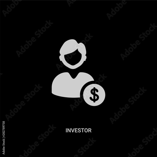 white investor vector icon on black background. modern flat investor from crowdfunding concept vector sign symbol can be use for web  mobile and logo.