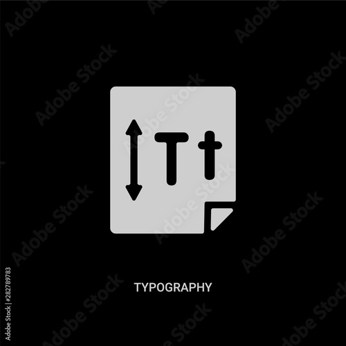 white typography vector icon on black background. modern flat typography from creative process concept vector sign symbol can be use for web, mobile and logo.