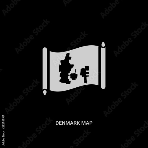 white denmark map vector icon on black background. modern flat denmark map from countrymaps concept vector sign symbol can be use for web, mobile and logo.