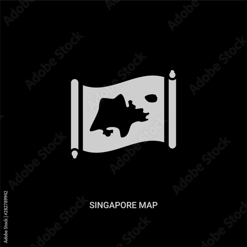 white singapore map vector icon on black background. modern flat singapore map from countrymaps concept vector sign symbol can be use for web, mobile and logo.