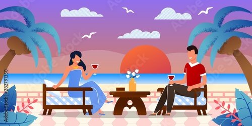 Romantic Dating at Seaside on Tropical Island