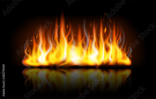 Realistic fire flames with reflection
