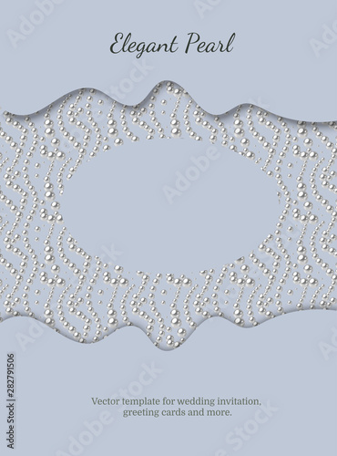 Elegant template with pearl pattern. Vector design for banners, cards, wedding invitation.