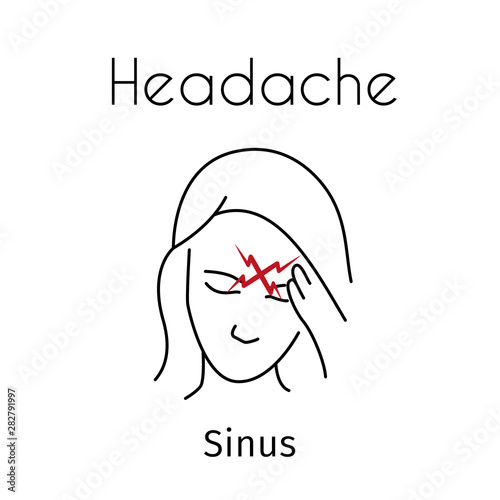 Vector Headache Linear Icon of Girl