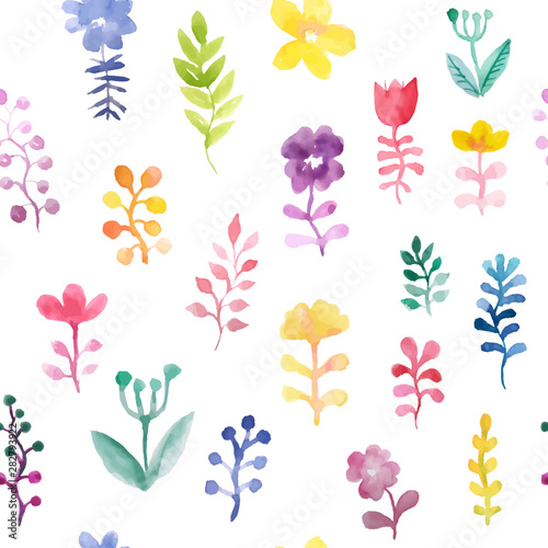 Vector seamless pattern with flowers and plants. Floral decor. Original floral background. Textile Pattern. EPS8 Vector Illustration