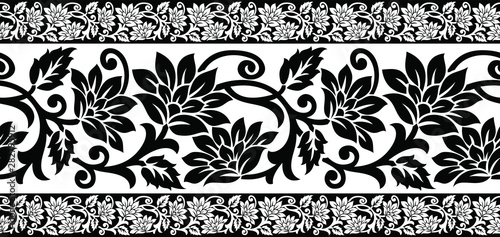 Traditional seamless indian textile floral border